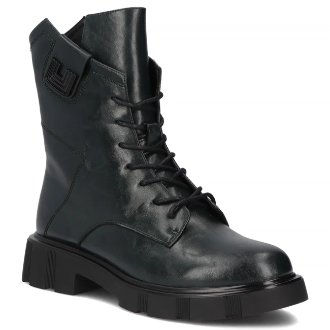 Skórzane botki typu workery DBT7464/25 GE ciemnozielone