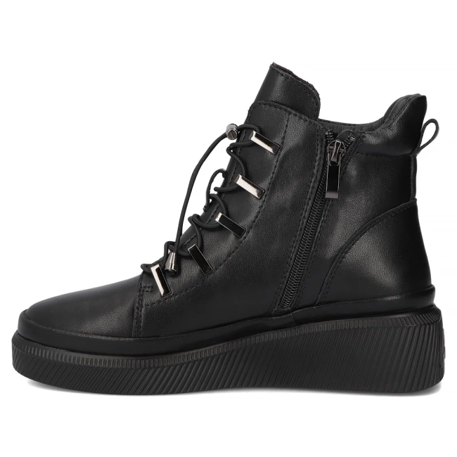 Skórzane botki na platformie Filippo DBT7416/25 BK czarne