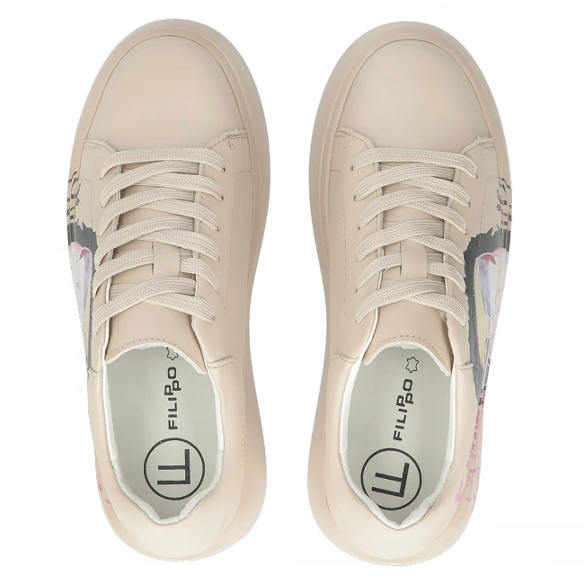 Skórzane sneakersy Filippo DP6835/25 BE beżowe