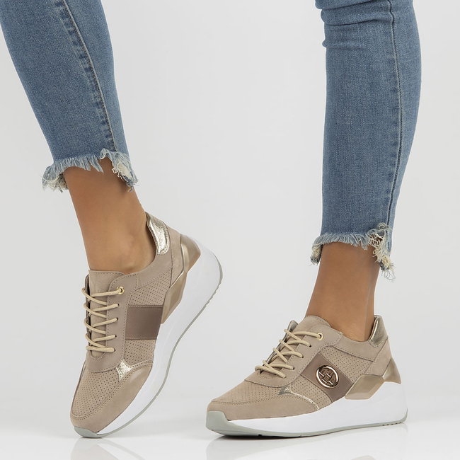 Skórzane sneakersy Filippo DP3553/22 BE beżowe