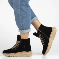 Skórzane botki na platformie Filippo DBT7290/25 BK czarne