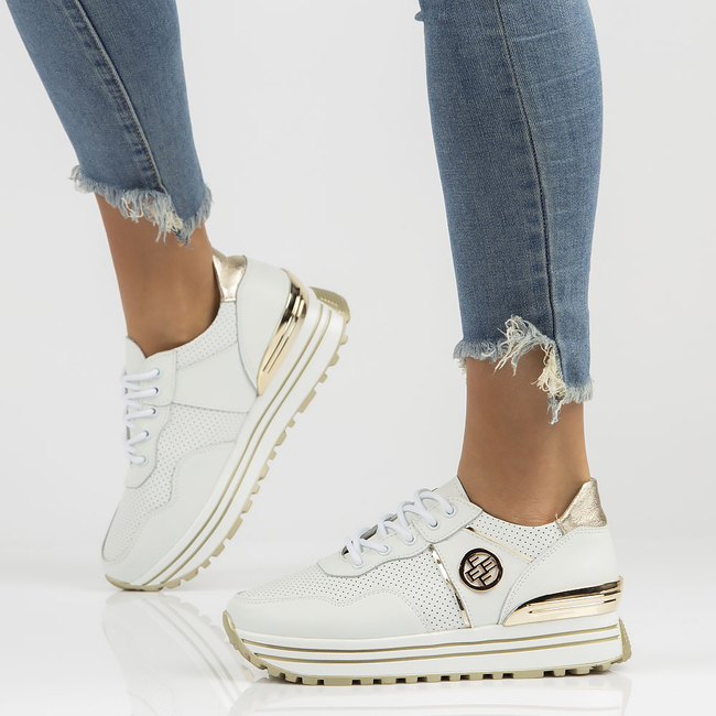Skórzane Sneakersy damskie Filippo DP3538/22 WH białe