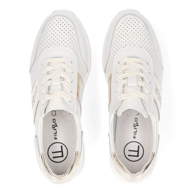 Skórzane Sneakersy Filippo DP1414/22 WH GO białe złote