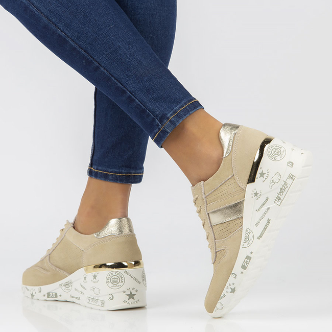 Skórzane Sneakersy Filippo DP3550/22 BE beżowe