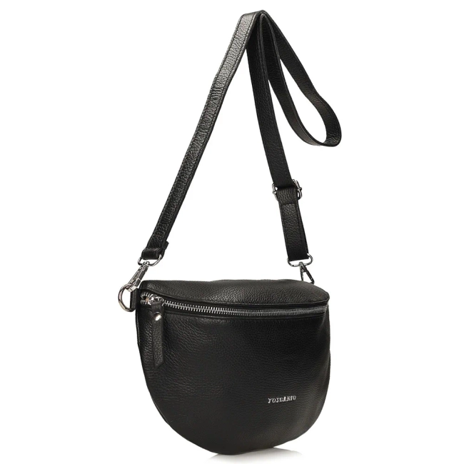 Black leather crossbody bag Toscanio F181