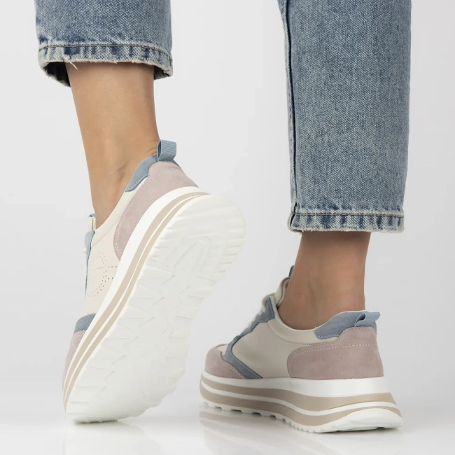 Leather sneakers Filippo DP6787/25 BE BL beige blue