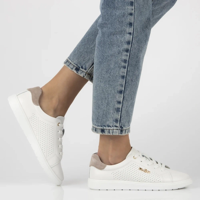 Skórzane sneakersy Filippo DP6738/25 WH BE biało-beżowe