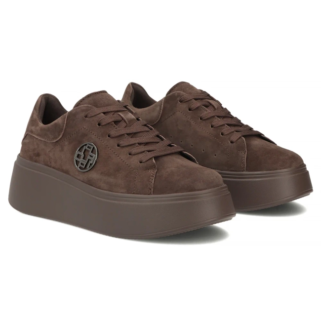 Skórzane sneakersy Filippo DP6058/26 D BR brązowe