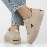 Skórzane półbuty na platformie Filippo DP3533/25 BE beżowe