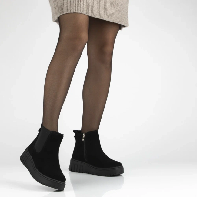 Skórzane botki na platformie Filippo DBT7279/25 BK czarne