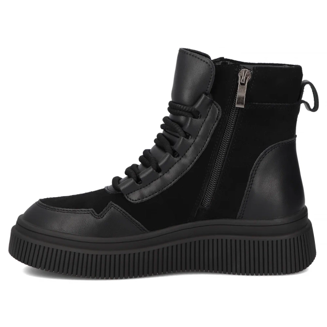 Skórzane botki na platformie Filippo DBT7270/25 BK czarne