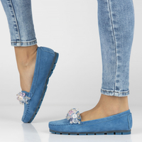 Skórzane mokasyny Filippo DP4549/23 BL niebieskie