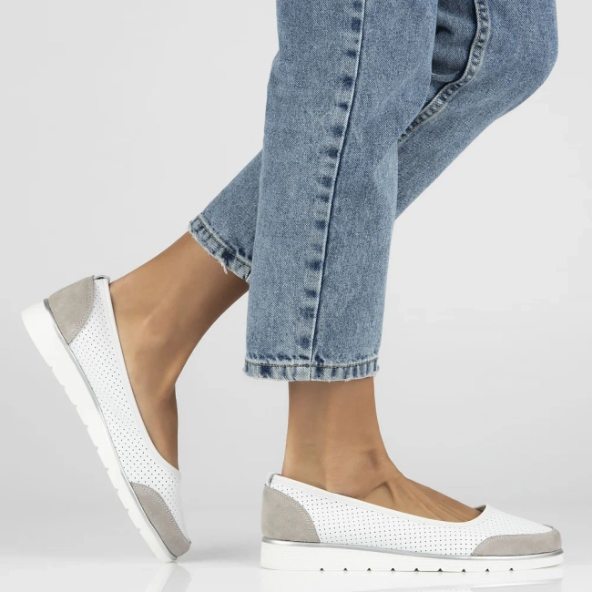 Leather shoes Filippo DP4524/25 WH GR white-grey