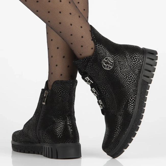 Leather ankle boots DBT6360/24 BK PT black