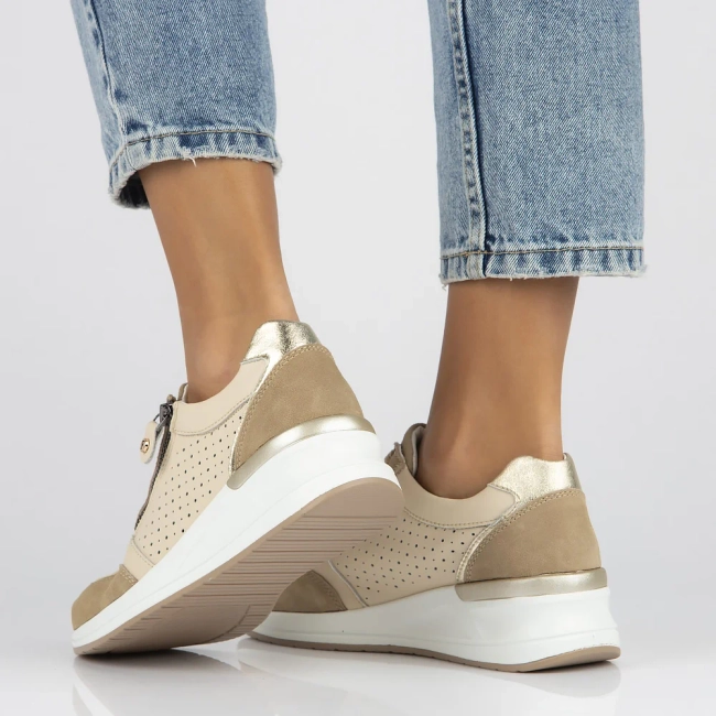 Leather sneakers Filippo DP6011/24 BE beige