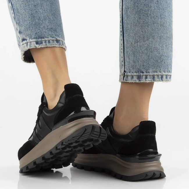 Skórzane sneakersy Filippo DP7408/25 BK czarne