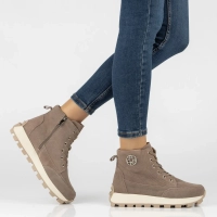 Skórzane botki na platformie Filippo DBT7160/26 TP taupe