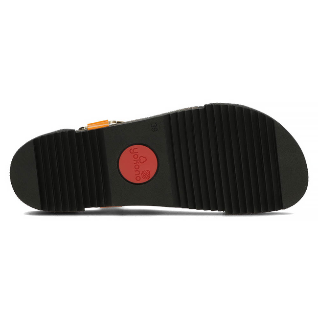 Leather sandals Yokono ROSS-002 black and orange