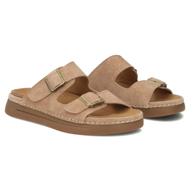 Skórzane klapki Filippo DK7802/26 BR brązowe