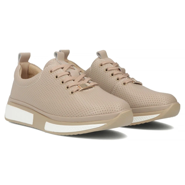 Skórzane półbuty na platformie Filippo DP6740/25 BE beżowe