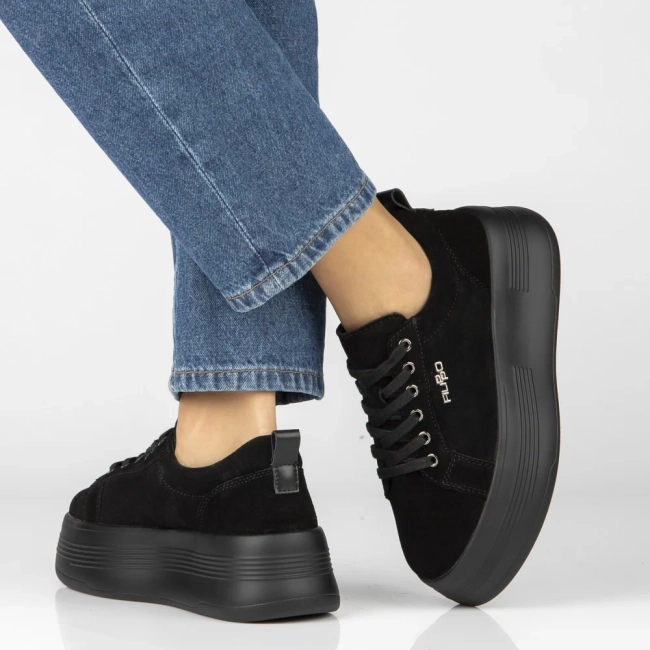 Skórzane sneakersy Filippo DP8114/26 BK czarne