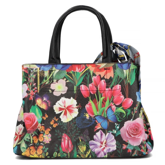 Messenger bag black flower elegance