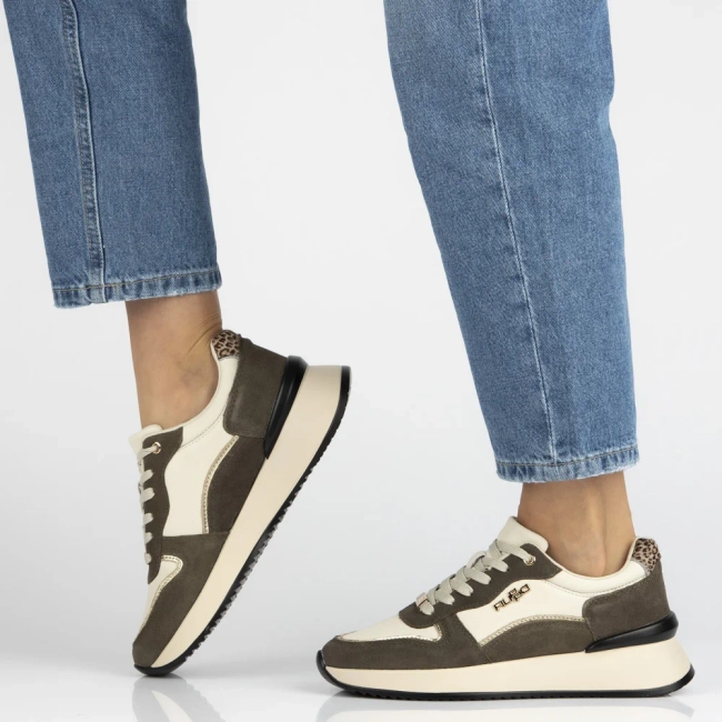 Skórzane sneakersy Filippo DP7103/25 WH BR biało brązowe