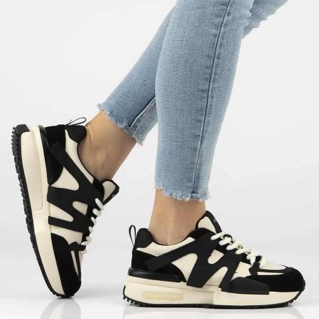 Leather sneakers Filippo DP6970/25 BK WH black