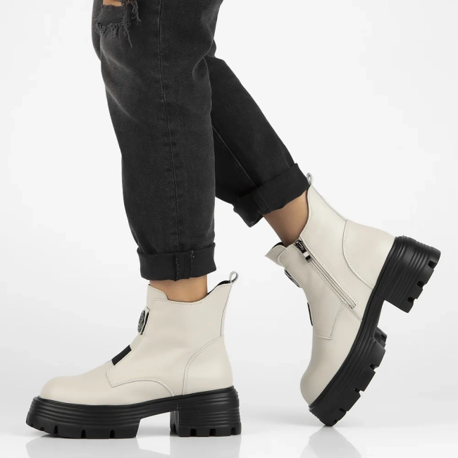 Leather ankle boots DBT6432/24 LT BE beige