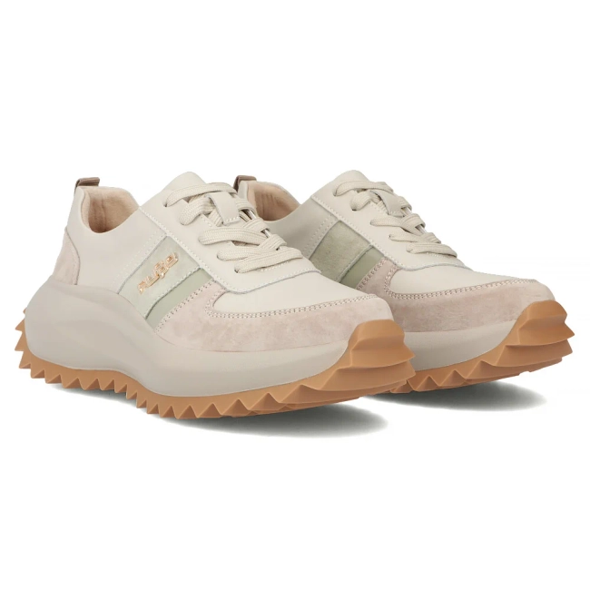 Skórzane sneakersy Filippo DP6773/25 BE GE beżowe