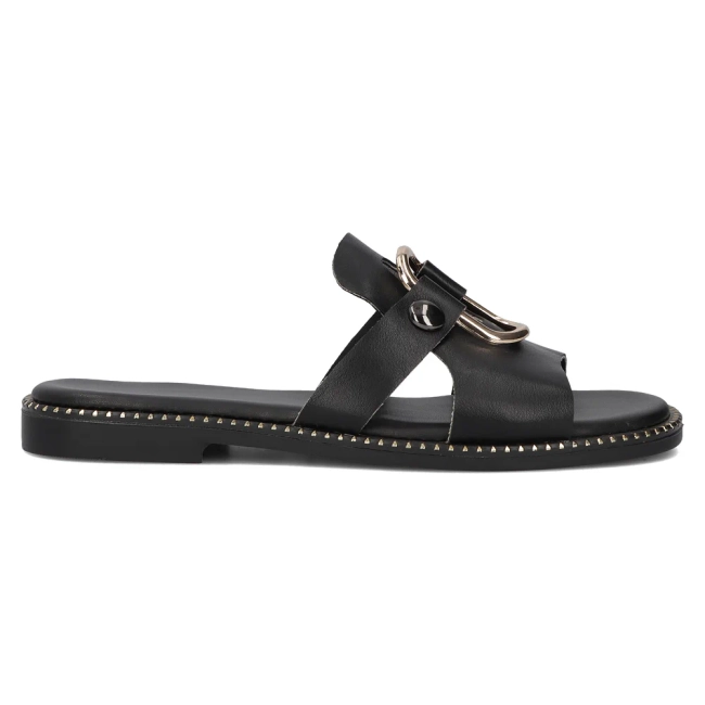 Skórzane klapki Filippo DK6264/24 BK czarne