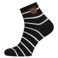Women's Socks Oemen S019 BLK WHT brown bear