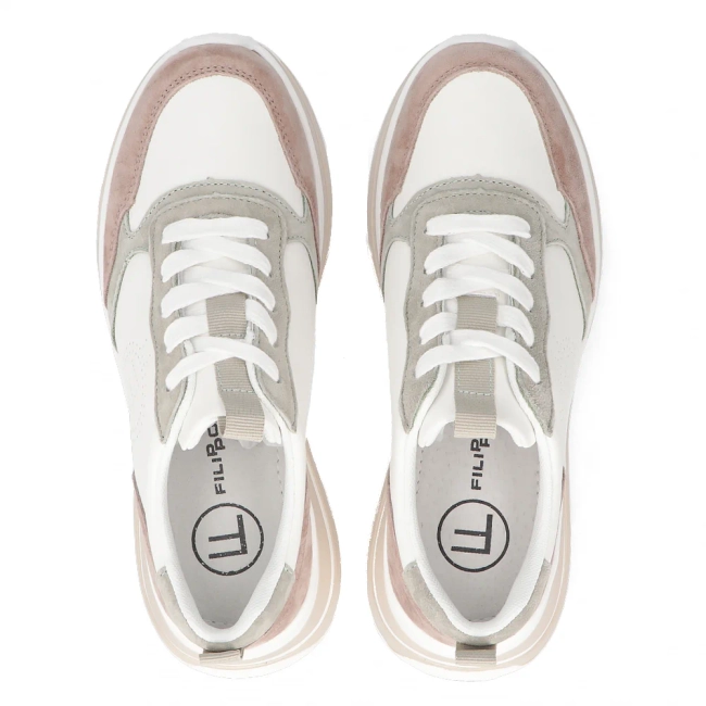 Leather sneakers Filippo DP6787/25 WH BE white beige
