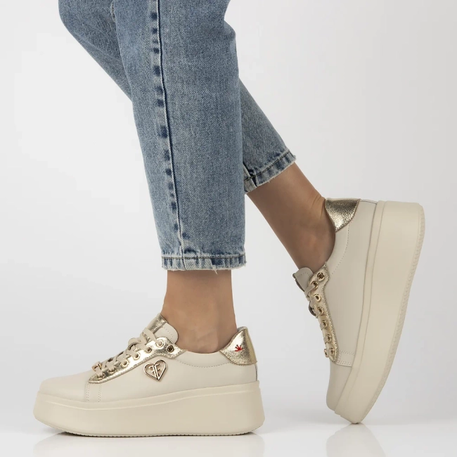 Skórzane sneakersy Filippo DP6792/25 BE beżowe