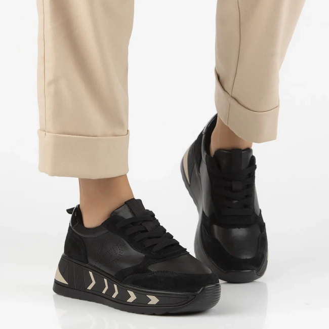 Leather sneakers Filippo DP7176/25 BK black