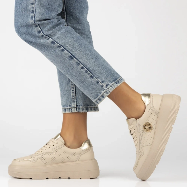 Leather sneakers Filippo DP6843/25 BE beige