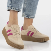 Skórzane sneakersy Filippo DP6776/25 BE FH beżowo różowe