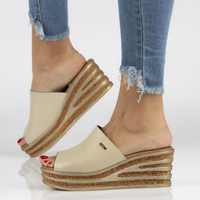 Skórzane klapki Filippo 40160 beżowe