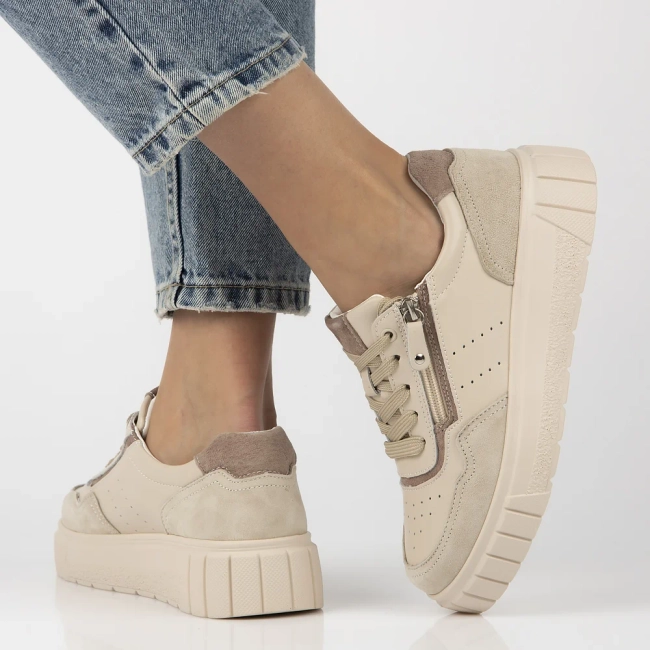 Skórzane sneakersy Filippo DP6862/25 BE beżowe