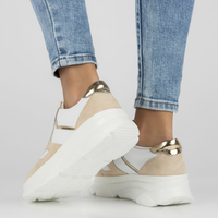 Skórzane Sneakersy Filippo DP4579/23 WH BE biało beżowe