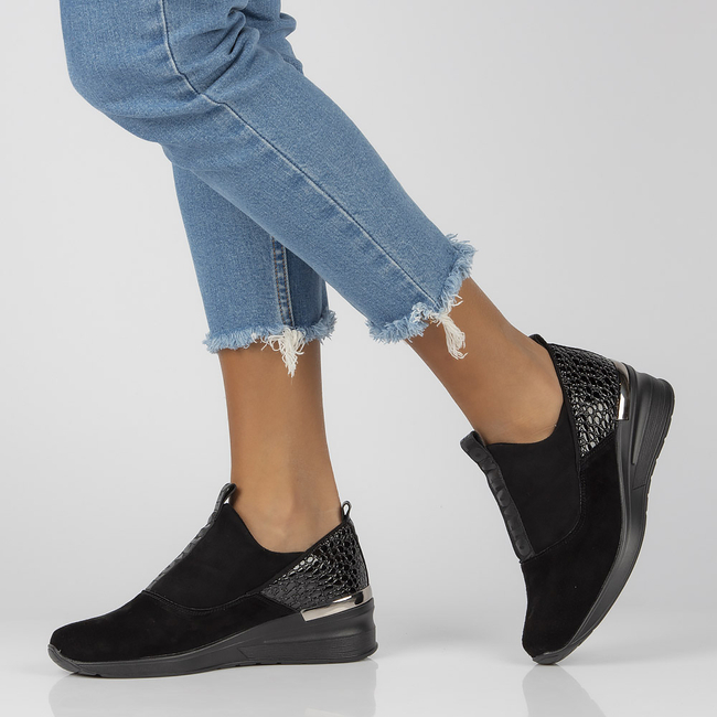 Skórzane Sneakersy Filippo DP1689/22 BK BK Czarne