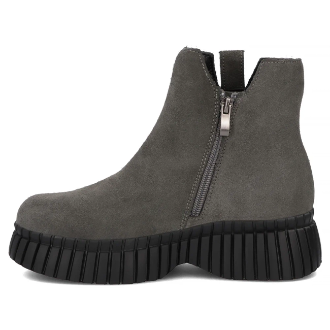 Skórzane botki na platformie Filippo DBT7274/25 GR szare