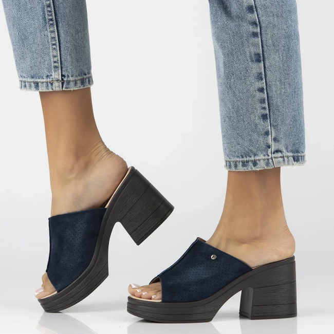 Leather slippers Filippo DK6814/25 NV navy