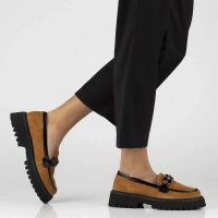 Skórzane półbuty na platformie Filippo DP6486/24 BR brązowe