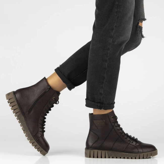 Leather ankle boots Rieker Y3421-35 burgundy