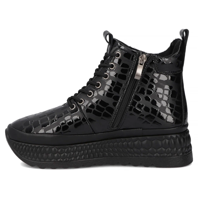 Skórzane botki na platformie Filippo DBT7278/25 BK czarne