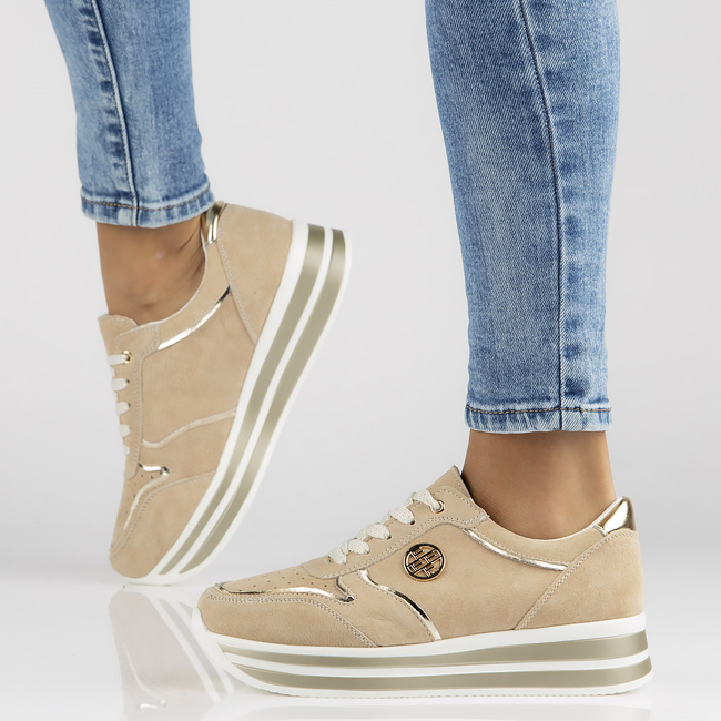 Skórzane Sneakersy Filippo DP3682/22 BE beżowe