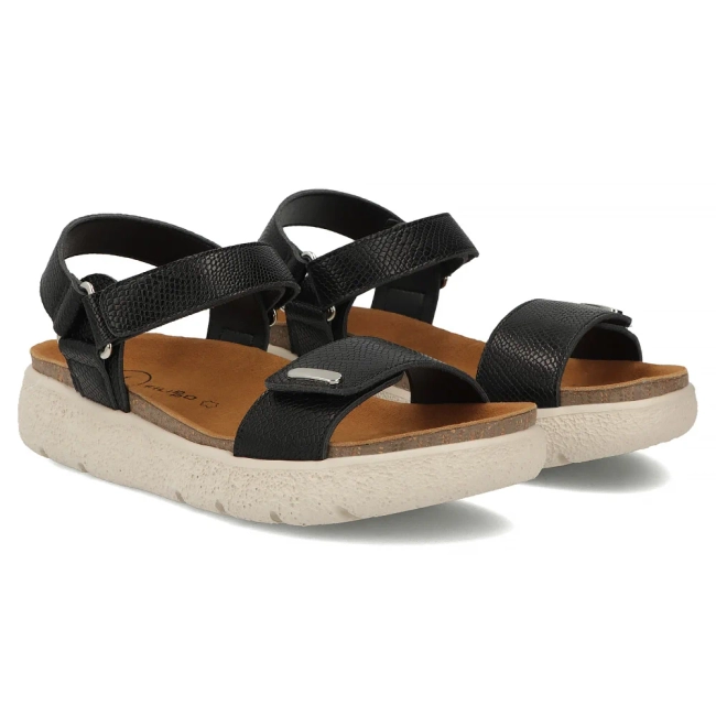 Skórzane sandały na platformie Filippo DS7926/26 BK czarne