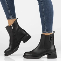 Skórzane botki na obcasie Filippo DBT6554/24 BK czarne