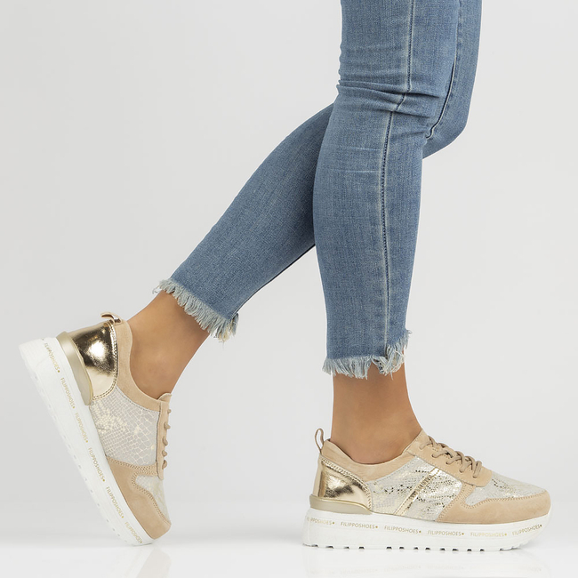 Leather sneakers Filippo DP3691/22 BE GO beige